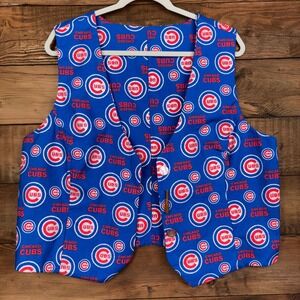 Handmade Chicago Cubs Vest Womens Large MLB Baseball Glitter Novelty Buttons